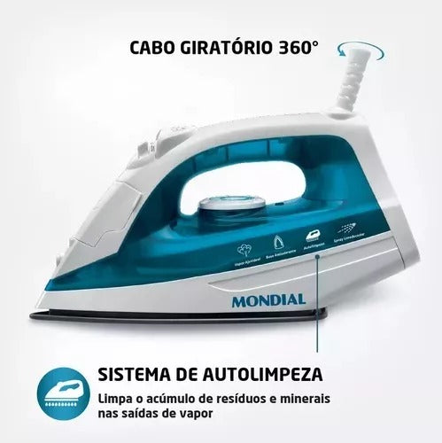 Ferro A Vapor Azul/branco 1200w F-32 Mondial Cor Azul 110v Ferro A Vapor Azul/branco 1200w F-32 Mondial Cor Azul 110v